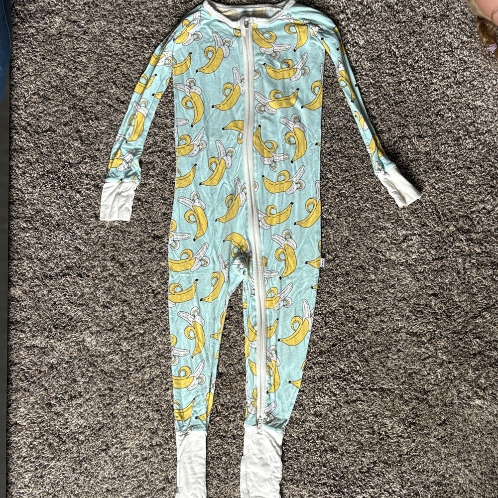 Little Sleepies Mint Blue Banana Print Footie